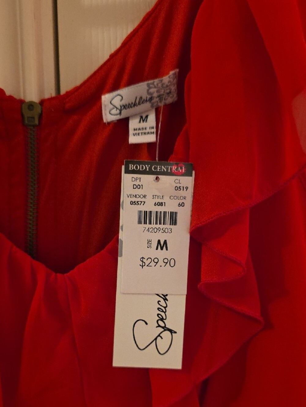 Speechless Red Ruffle Mini Dress - Picture 2 of 3